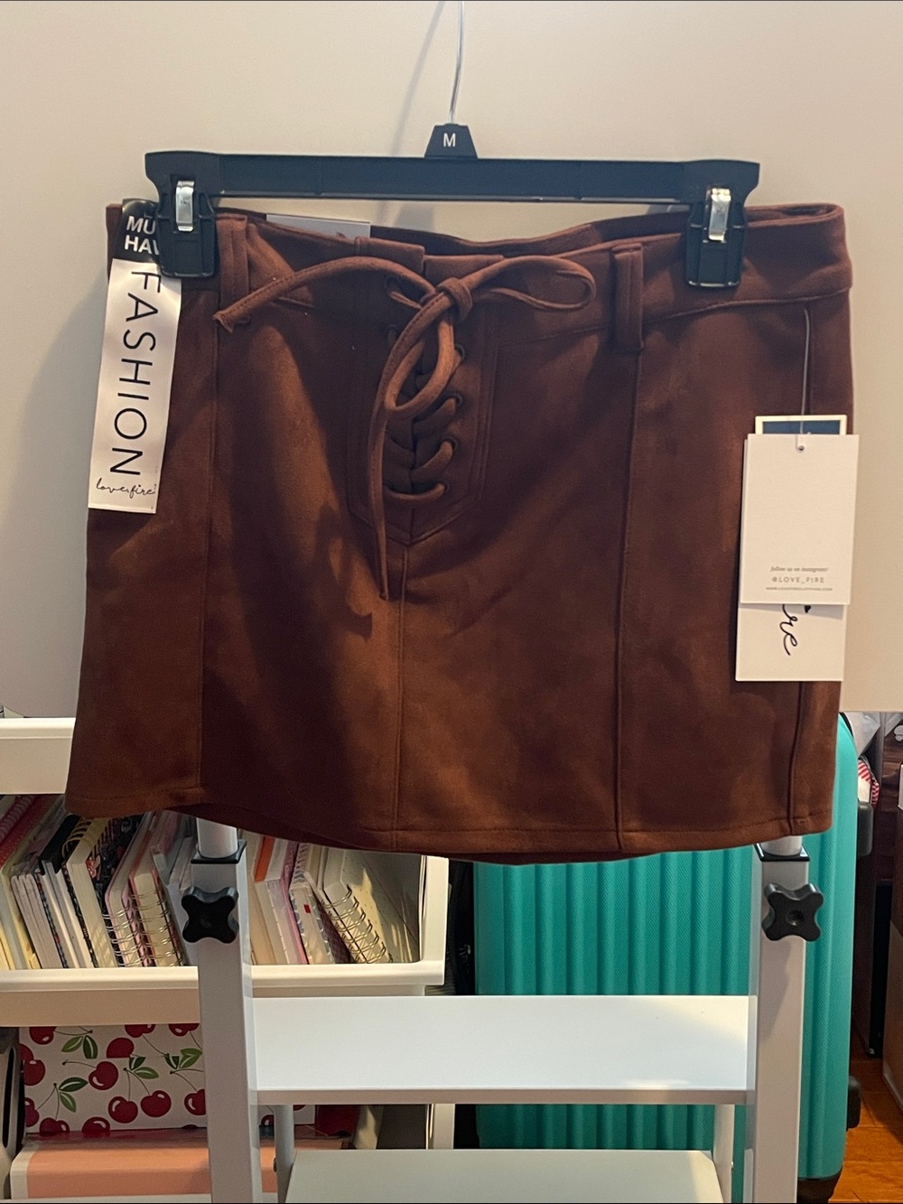 Fashion Suede Lace-Up Pencil Skirt in Brown